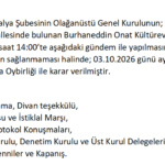 OLAĞANÜSTÜ GENEL KURUL DUYURUSU